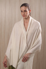 Ivory pure cashmere glimmer scarf