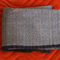 Midnight & Ivory Cashmere Herringbone Throw : Arthur