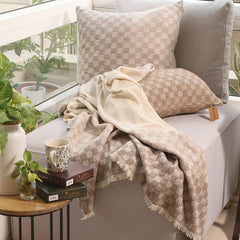 Checkered Silk Cashmere Boucle Throw : Blair