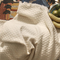 Ivory Cashmere Waffle Throw : Kai