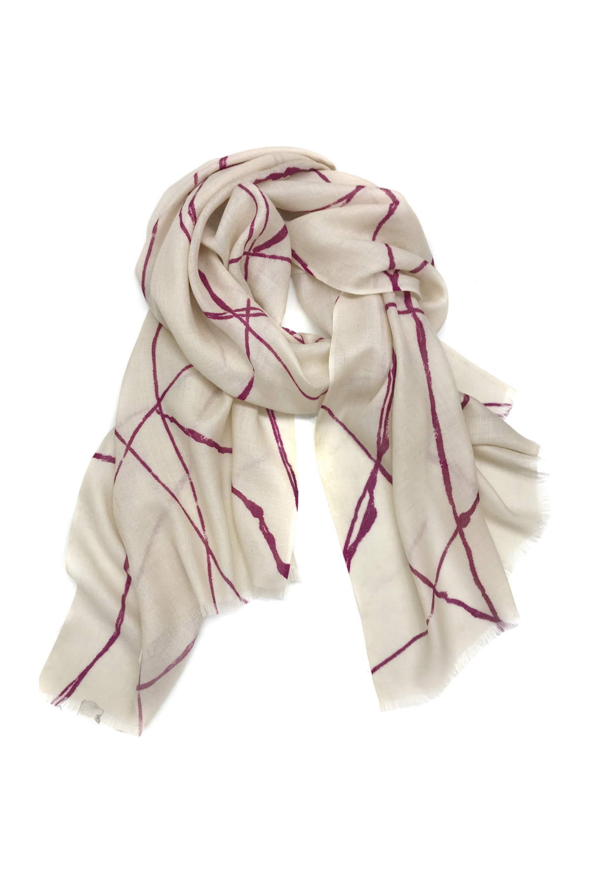 Abstract in Ivory Silk Cashmere Scarf