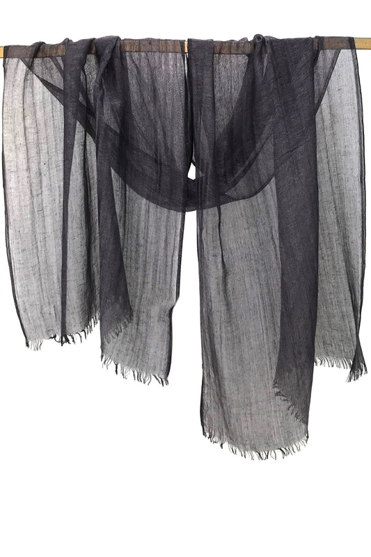 Charcoal Silk Linen Cashmere Scarf