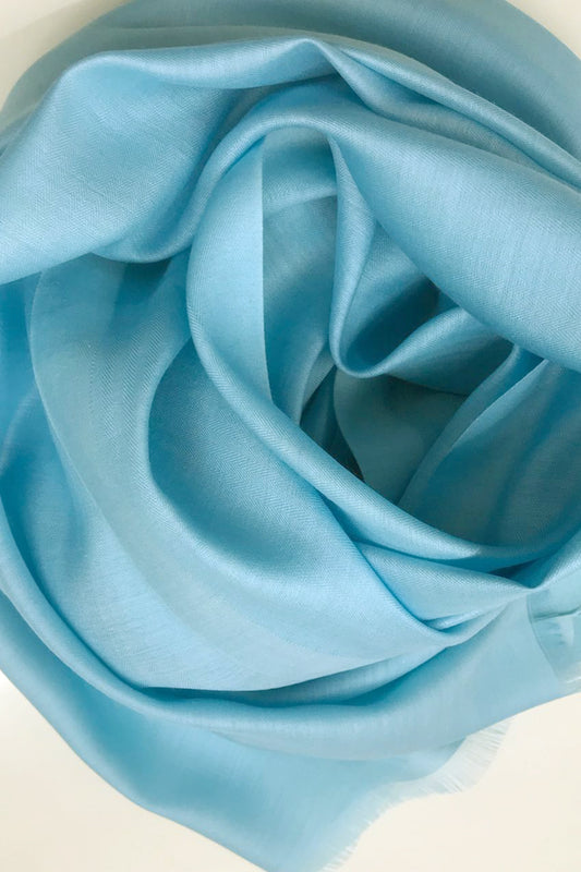 Turquoise Silk Wool Scarf