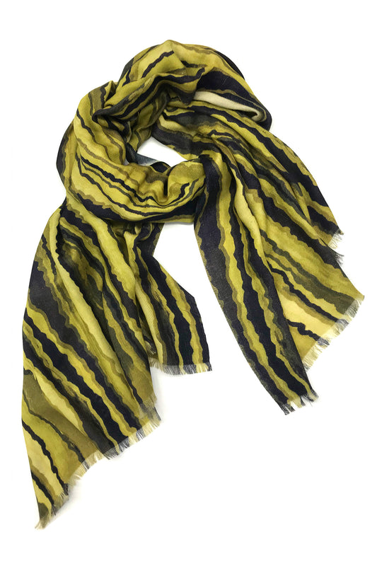Lime Black Abstract Cashmere Scarf