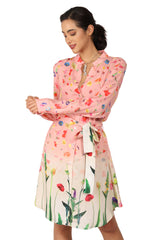Peach & Cream Floral Shirt Dress