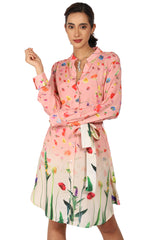 Peach & Cream Floral Shirt Dress