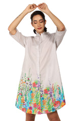 Smoke Grey & Wildflowers Shirt Dress