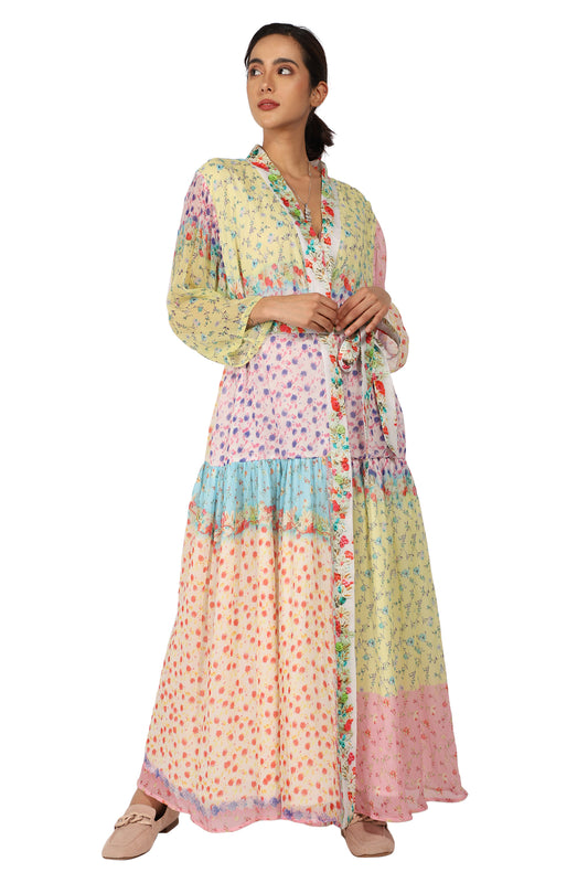 Pastel Floral Kistchy Tiered Dress