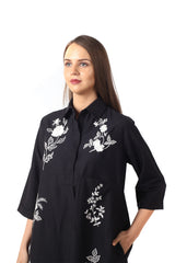 Black floral Shirt dress