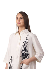 White Floral Shirt Dress