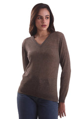 Teak Brown V-Neck Sweater
