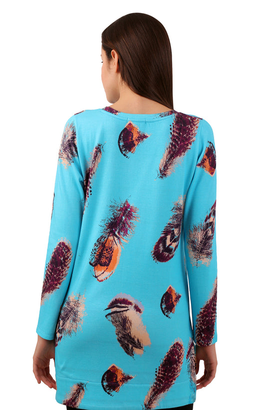 Feather T-shirt - Turquoise Blue