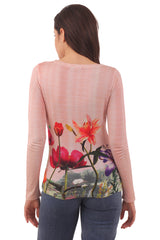 Watercolour Floral T Shirt - peach