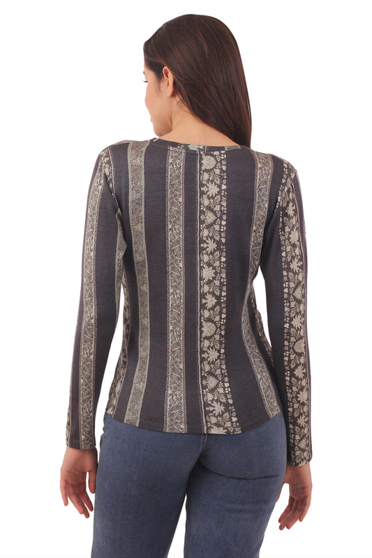 Charcoal Patterned Striper Top