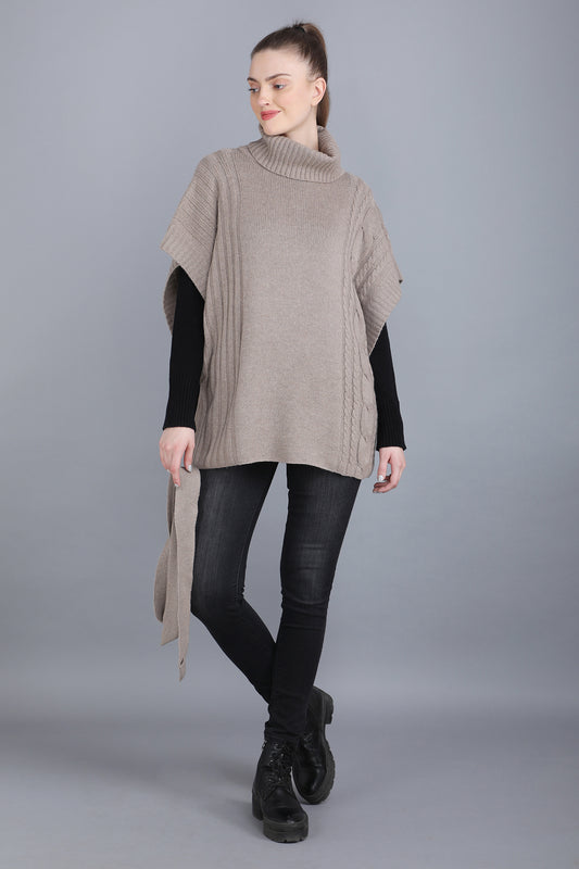 CASHMERE PONCHO IN NATURAL