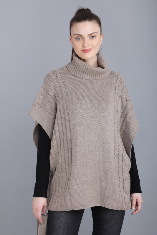 CASHMERE PONCHO IN NATURAL
