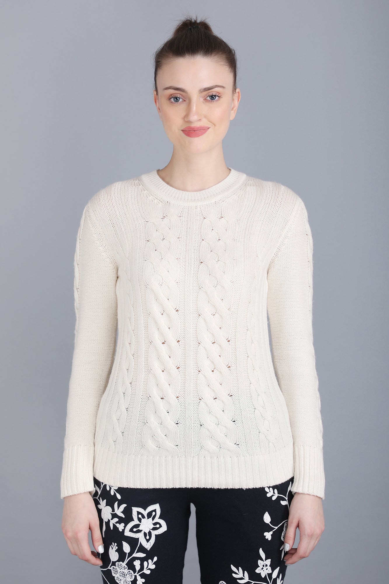 Cable knit cashmere sweater
