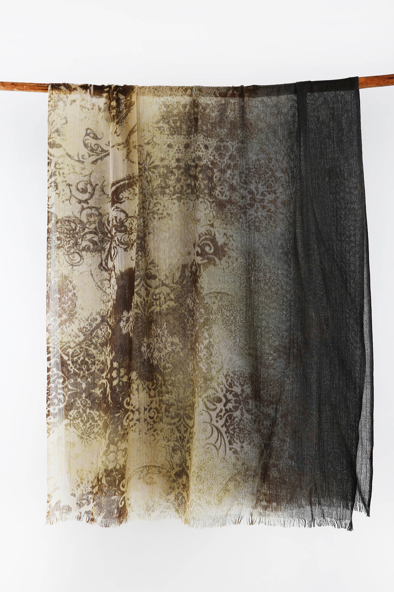 Cashmere Printed Scarf with Vintage Baroque Motives Individualistic