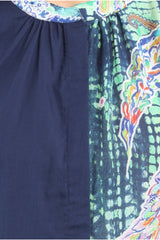 Women's blue printed silk cotton top