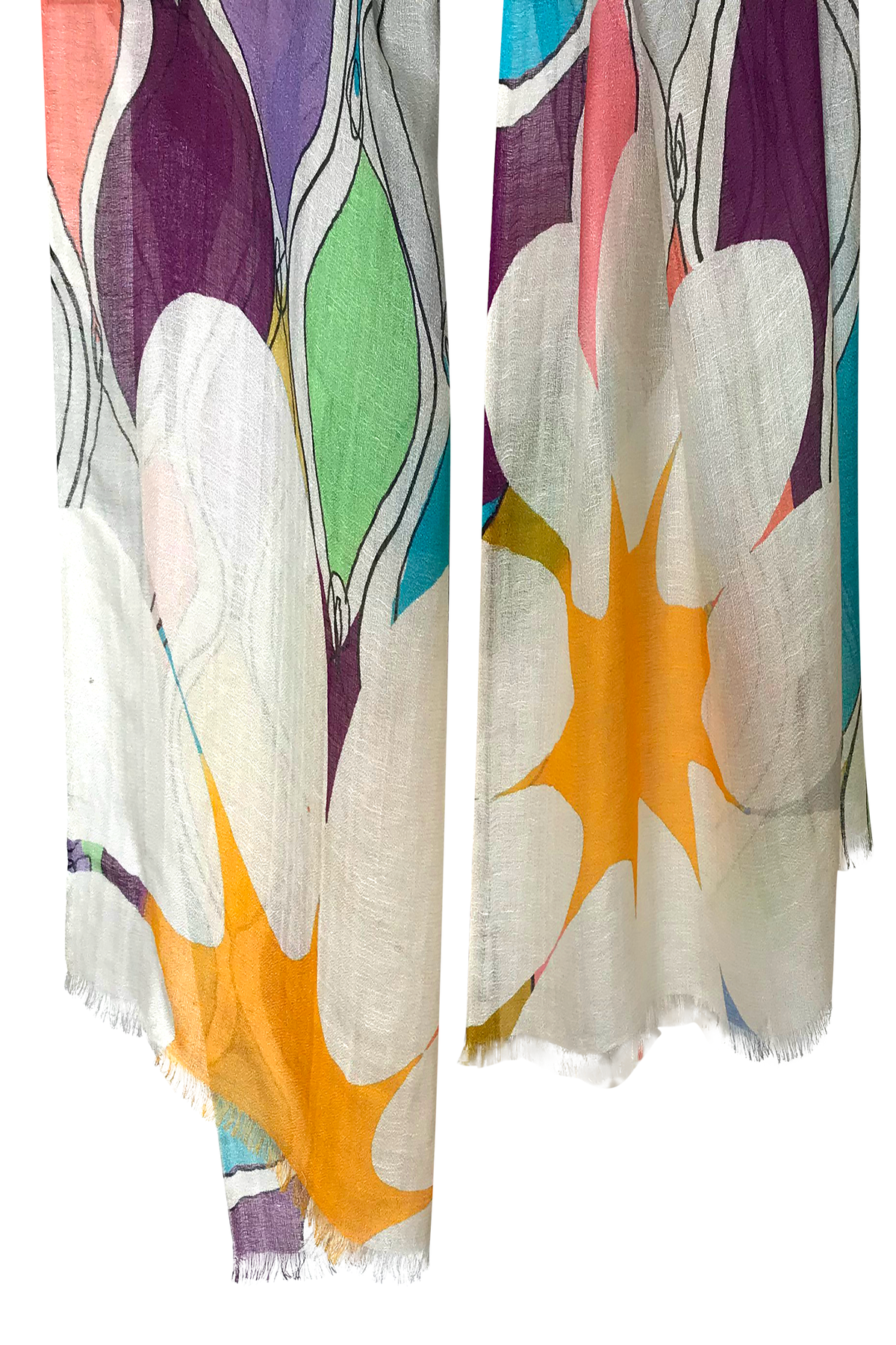 Stained Glass Silk Linen Cashmere Scarf