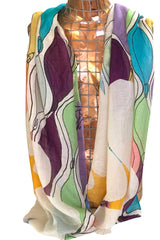Stained Glass Silk Linen Cashmere Scarf